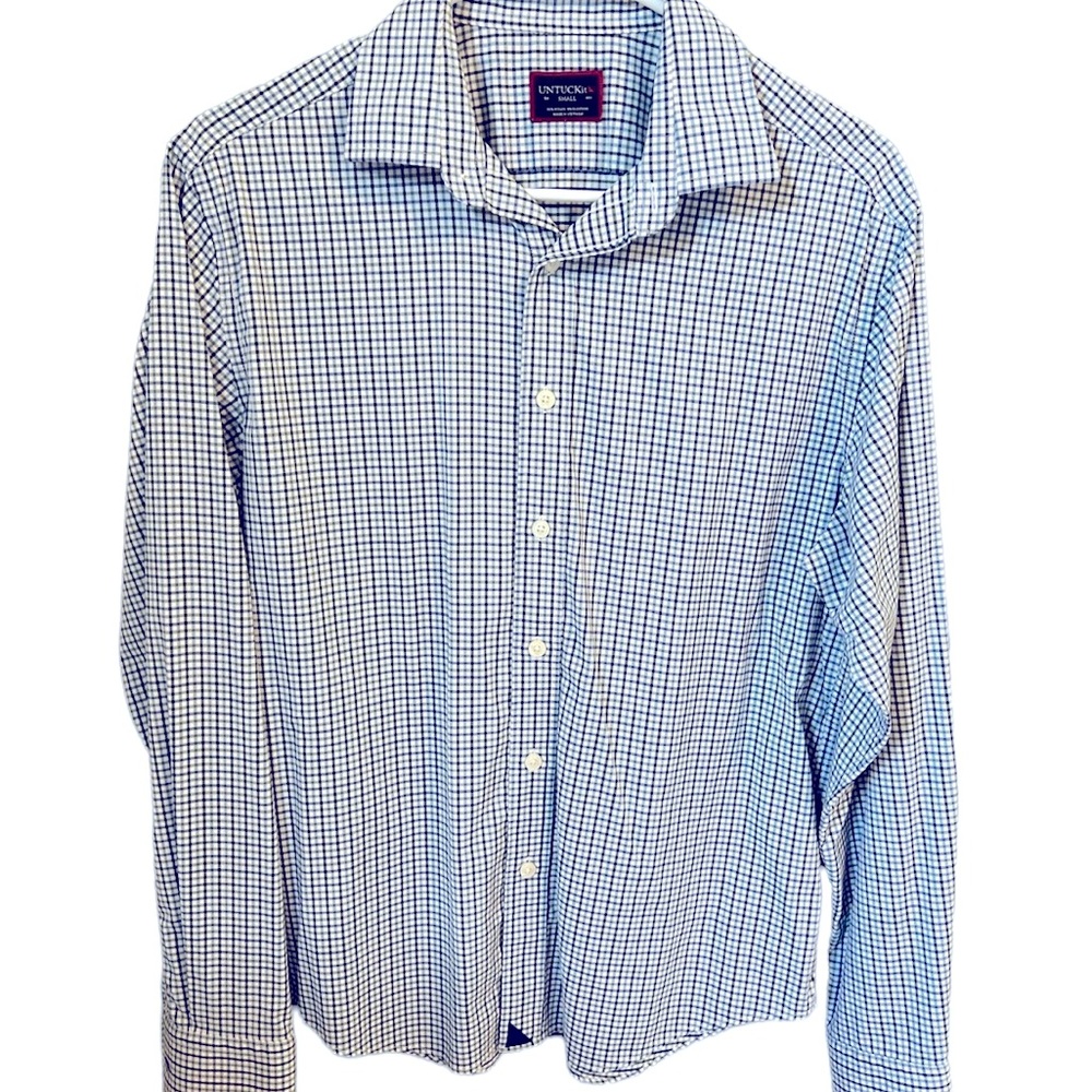 Untuckit Erback Green Regular Fit Button Up Shirt Green Blue White Size Small